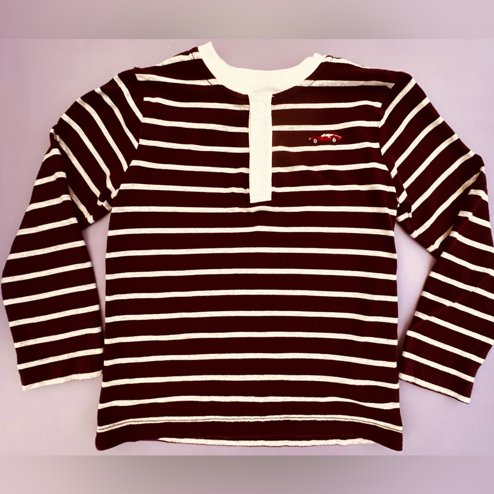 Janie And Jack Boy Polo Shirt Long Sleeves, Wine,5US, Cotton, Kids